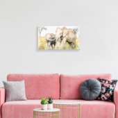 Mooie mama en Baby olifant Canvas Afdruk (Insitu (Woonkamer))
