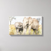 Mooie mama en Baby olifant Canvas Afdruk (Voorkant)
