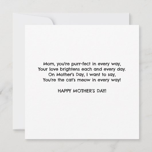 Mooie Mama Kat Waterverf Tuin Moederdag Kaart (Achterkant)
