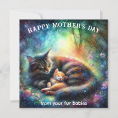 Mooie Mama Kat Waterverf Tuin Moederdag Kaart (Voorkant)