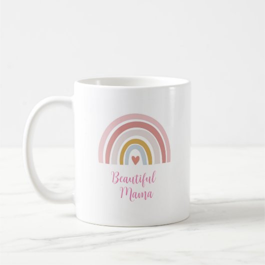 mooie mama mok cadeau met roze regenboog moeder (Links)