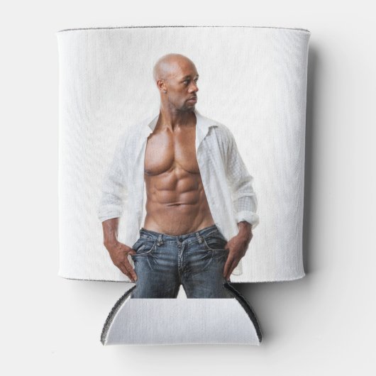 Mooie Man Nette Borstspieren Spierbundel Buikspier Blikjeskoeler (Voorkant)