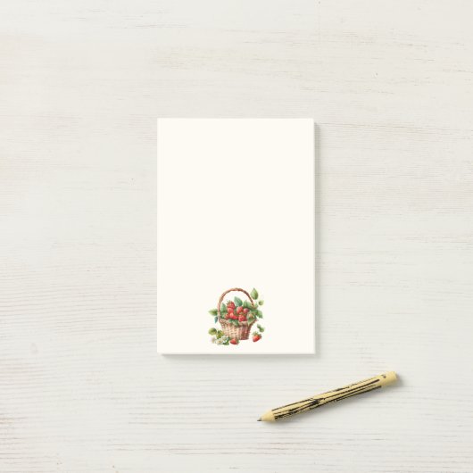 Mooie mand vol aardbeien post-it® notes (Op bureau)