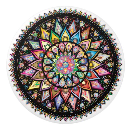 Mooie Mandala, diverse kleuren Keramische Knop (Voorkant)