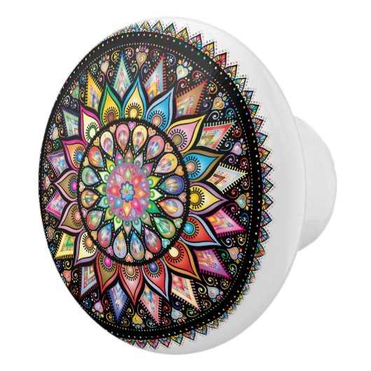 Mooie Mandala, diverse kleuren Keramische Knop (Rechts)