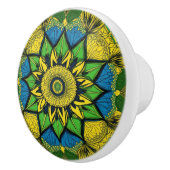 Mooie Mandala, groen, blauw, geel Keramische Knop (Rechts)