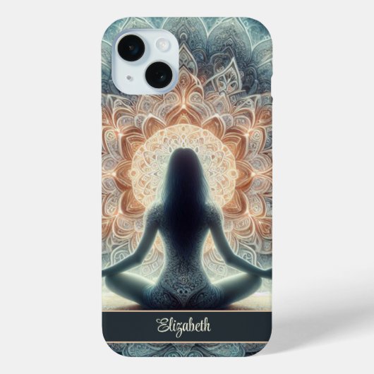 Mooie Mandala Mediterende Meisje Aangepaste Naam Case-Mate iPhone Case (Achterkant)