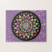 Mooie mandala op paarse en goudachtergrond legpuzzel (Horizontaal)