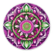 Mooie Mandala, paars, roze, groen Keramische Knop (Voorkant)