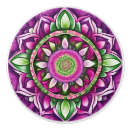Mooie Mandala, paars, roze, groen Keramische Knop