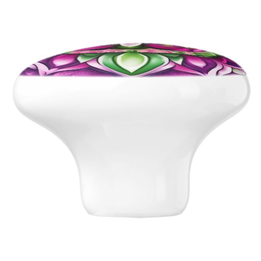 Mooie Mandala, paars, roze, groen Keramische Knop (Zijkant)