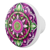 Mooie Mandala, paars, roze, groen Keramische Knop (Rechts)