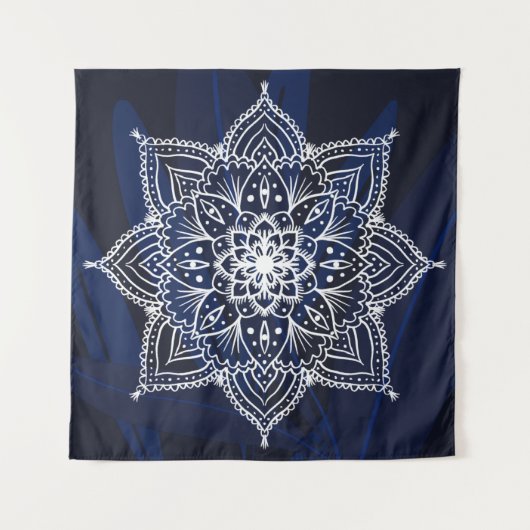 Mooie Mandala tegen de achtergrond van de marine Wandkleed (Voorkant)