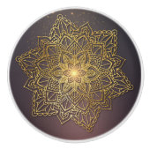 Mooie Mandala, zwart en goud Keramische Knop (Voorkant)