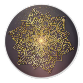 Mooie Mandala, zwart en goud Keramische Knop