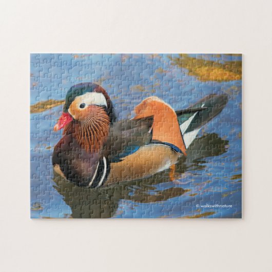 Mooie Mandarijnse Duck in de Pond Legpuzzel (Horizontaal)