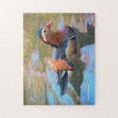 Mooie Mandarijnse Duck in de Pond Legpuzzel (Verticaal)