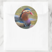 Mooie Mandarijnse Duck in de Pond Ronde Sticker (Tas)