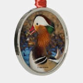 Mooie Mandarijnse eend bij de Pond Metalen Ornament (Rechts)