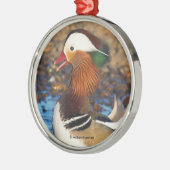 Mooie Mandarijnse eend bij de Pond Metalen Ornament (Links)