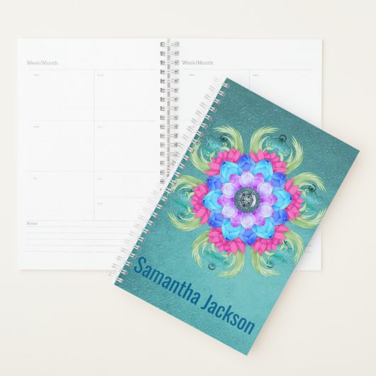Mooie Mandela stijl bloem gepersonaliseerd Planner (Display)