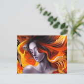 Mooie Manga Anime Woman met Long Hair Briefkaart (Staand voorkant)