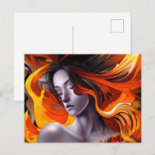 Mooie Manga Anime Woman met Long Hair Briefkaart (Voorkant / Achterkant)