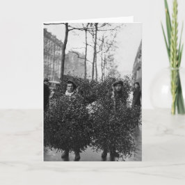 Mooie mannen met mistletoe feestdagen kaart