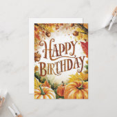 Mooie Maple Leaf Autumn Herfst Happy Birthday Kaart (Voorkant / Achterkant in situ)