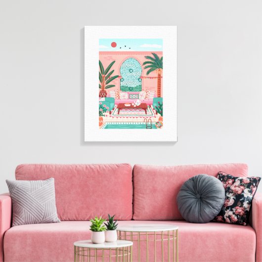 Mooie Marakech verf uitgerekt canvas print (Insitu (Woonkamer))