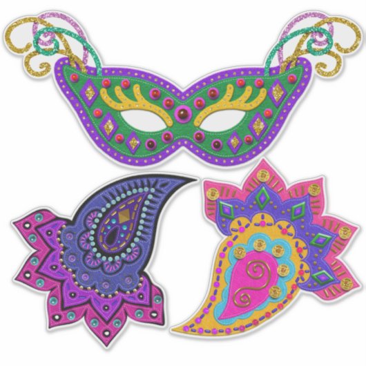 Mooie mardi Gras-masker en -decoraties Sticker (Voorkant)