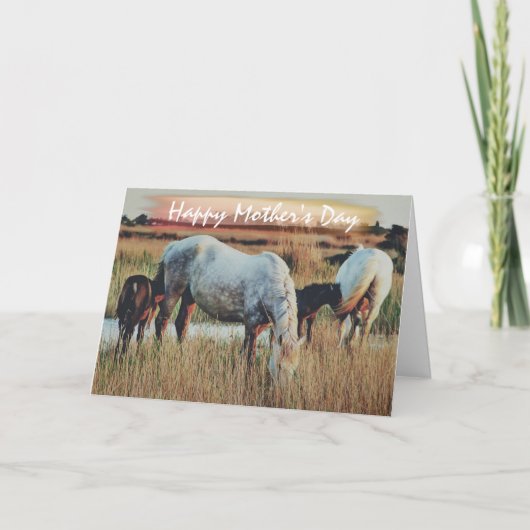 Mooie Mares en Foals Horse Scene Moederdag Kaart (Voorkant)
