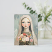 Mooie Maria Met Bloemen Briefkaart (Staand voorkant)