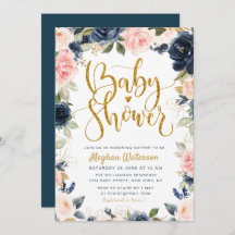 Mooie marine en blos bloemenbaby shower