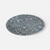 Mooie marine en gouden bloem elegante bruiloft papieren bordje (Gekanteld)