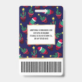 Mooie marine versierde cactusbomen kerstlichtjes badge (Achterkant)