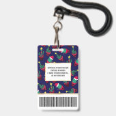 Mooie marine versierde cactusbomen kerstlichtjes badge (Achterkant met lanyard)