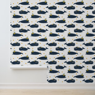 Mooie marine walvissen op wit behang