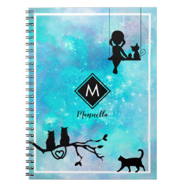 Mooie marineblauw Waterverf Galaxy Girl Diary Notitieboek
