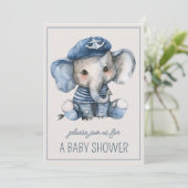 Mooie marineblauwe babyolifant met naam kaart (Staand voorkant)