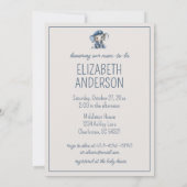 Mooie marineblauwe babyolifant met naam kaart (Achterkant)