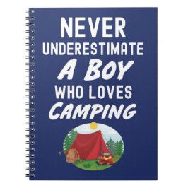 Mooie marineblauwe kampeer cadeaus voor baby jonge notitieboek