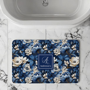 Mooie marinebloemen gepersonaliseerde bloemensbad badmat