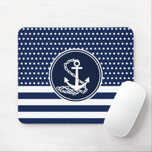 Mooie maritieme stijl, anker, blauw en wit muismat
