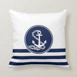 Mooie maritieme stijl wit en blauw, anker kussen