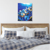 Mooie Marokkaanse Blauwe Medina City Chefchaouen Canvas Afdruk (Insitu (Slaapkamer))
