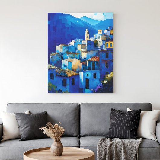 Mooie Marokkaanse Blauwe Medina City Chefchaouen Canvas Afdruk