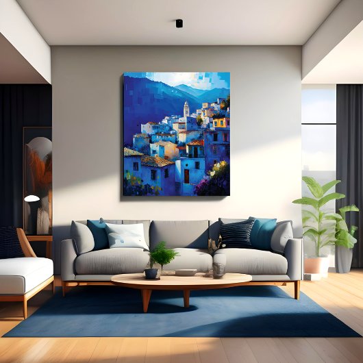 Mooie Marokkaanse Blauwe Medina City Chefchaouen Canvas Afdruk