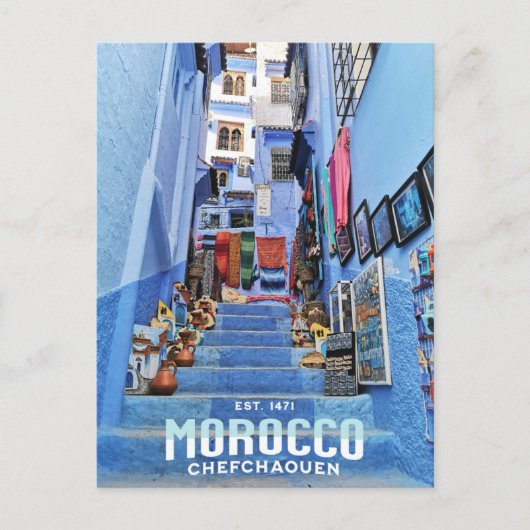 Mooie Marokkaanse Chefchaouen Blauwe Noord Stad Briefkaart (Voorkant)
