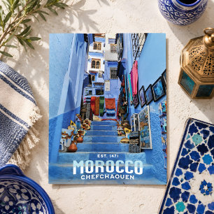 Mooie Marokkaanse Chefchaouen Blauwe Noord Stad  Briefkaart